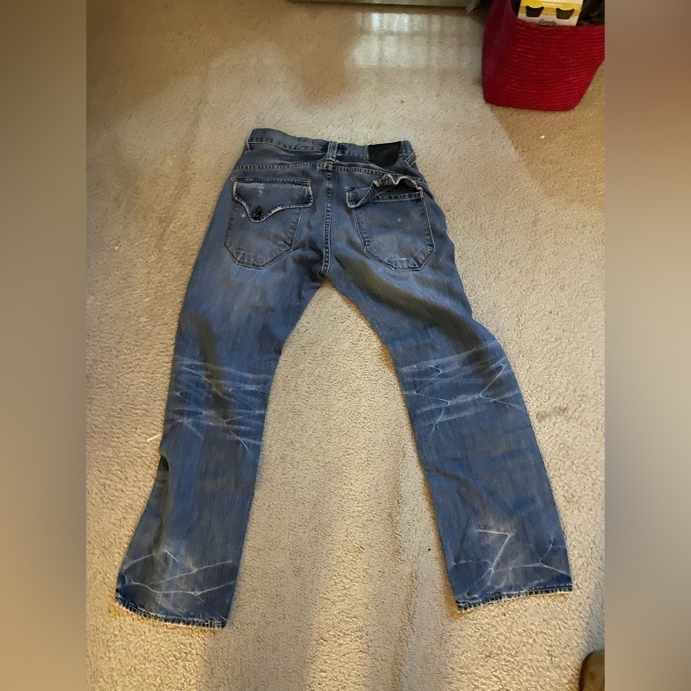 Vintage Ed Hardy Jeans Mens Size 32x31 Distressed Medium Wash Y2K Button Fly‍‍﻿﻿ - Picture 11 of 11
